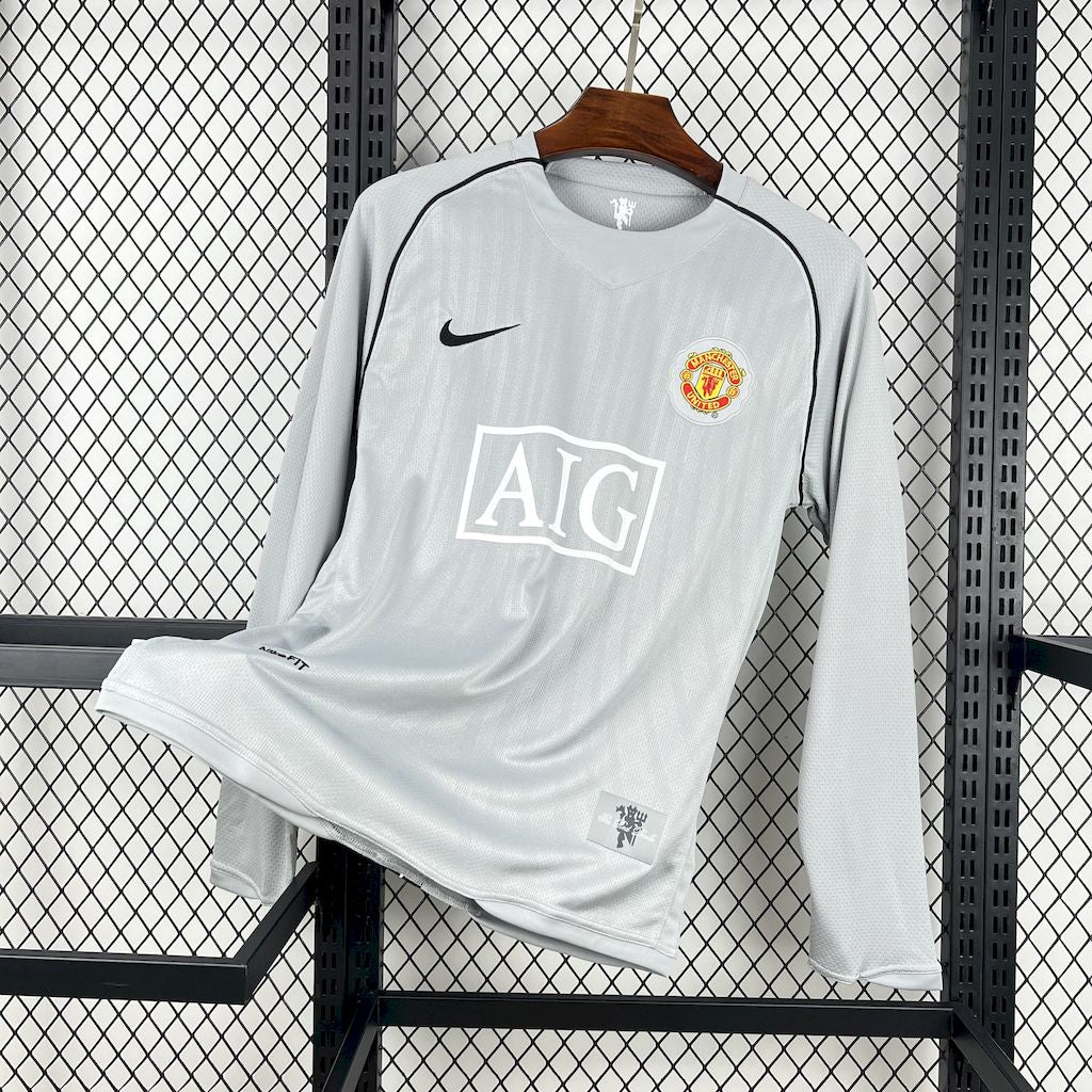 Manchester United 2007-08 Gray Goalkeeper Long Sleeves Retro Jersey