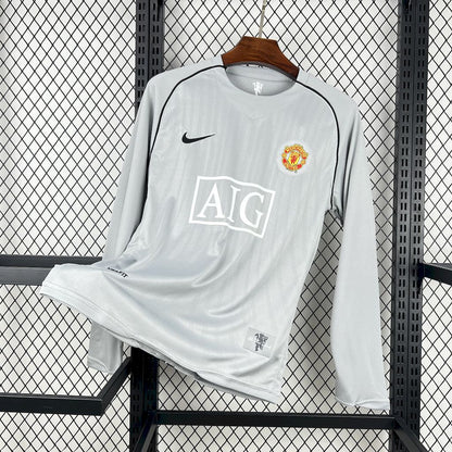 Manchester United 2007-08 Gray Goalkeeper Long Sleeves Retro Jersey
