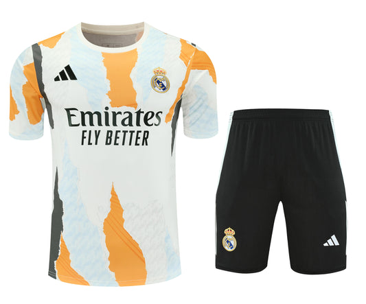 Kit Shirt + Shorts Real Madrid White/Black/Orange Training 25/26