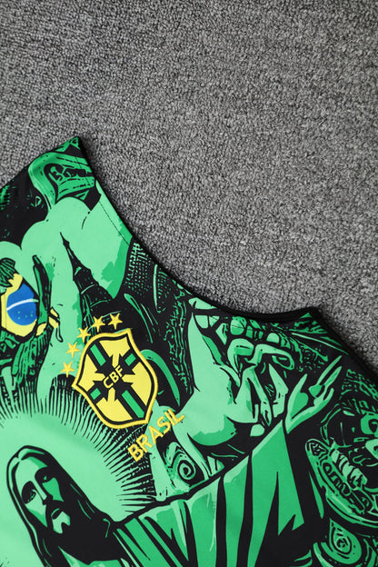 Kit Tank Top + Shorts Brazil Christ the Redeemer Green Training 25/26