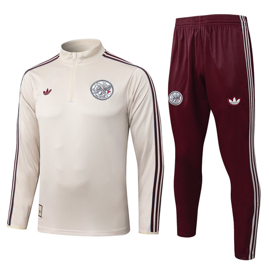 Ajax Beige/Red Tracksuit Half-Zip 25/26