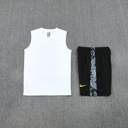Kit Tank Top + Shorts Brazil Christ the Redeemer White Training 25/26