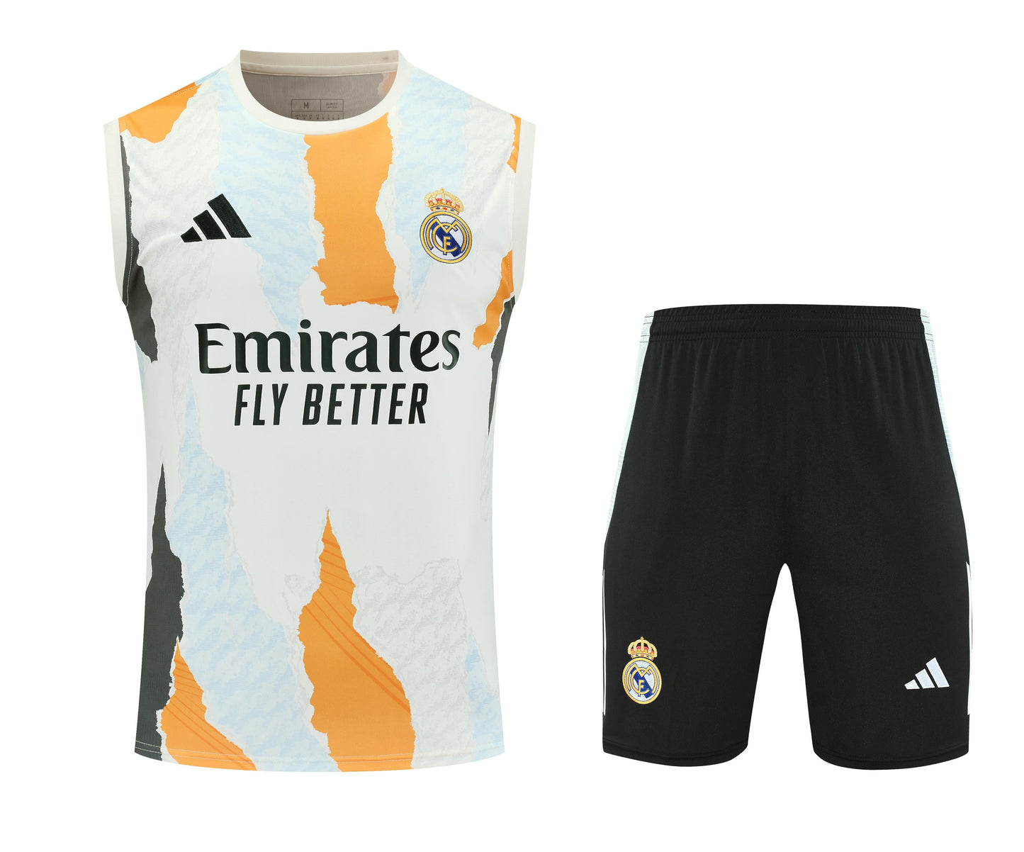 Tank Top + Shorts Kit Real Madrid White/Black/Orange Training 25/26