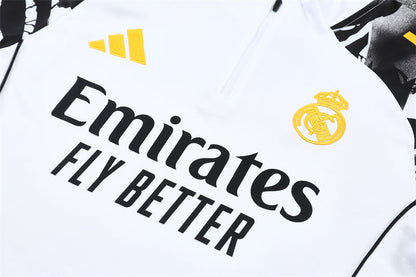Real Madrid White/Black Tracksuit Half-Zip 25/26 - CalcioVivo