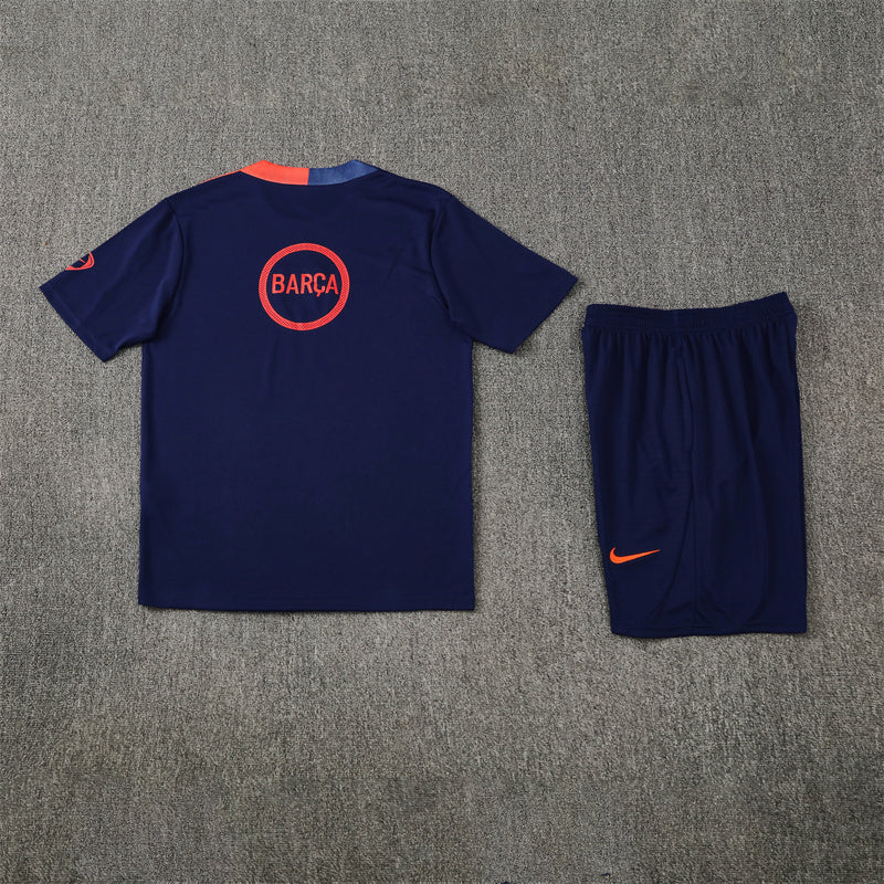 Kit Shirt + Shorts Barcelona Dark Blue/Orange 25/26