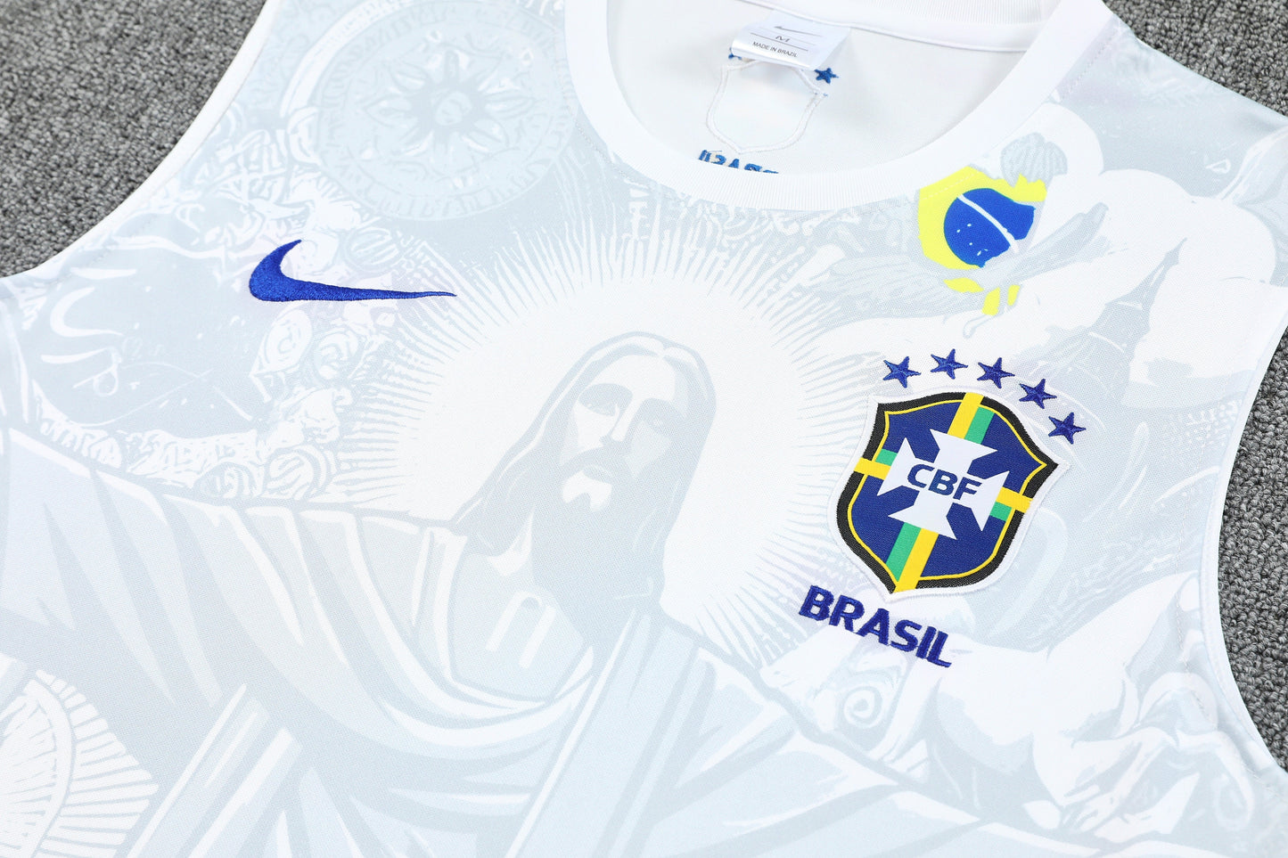 Kit Tank Top + Shorts Brazil Christ the Redeemer White Training 25/26