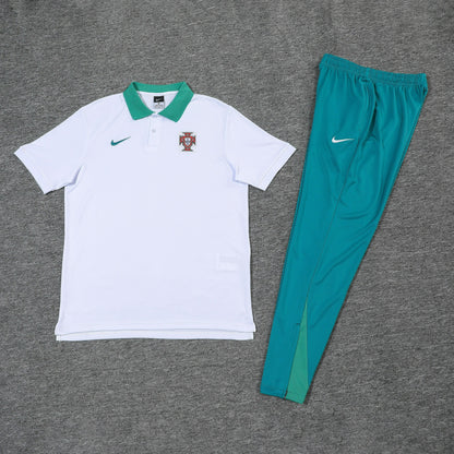 Kit Polo + Pants Portugal White/Green 25/26