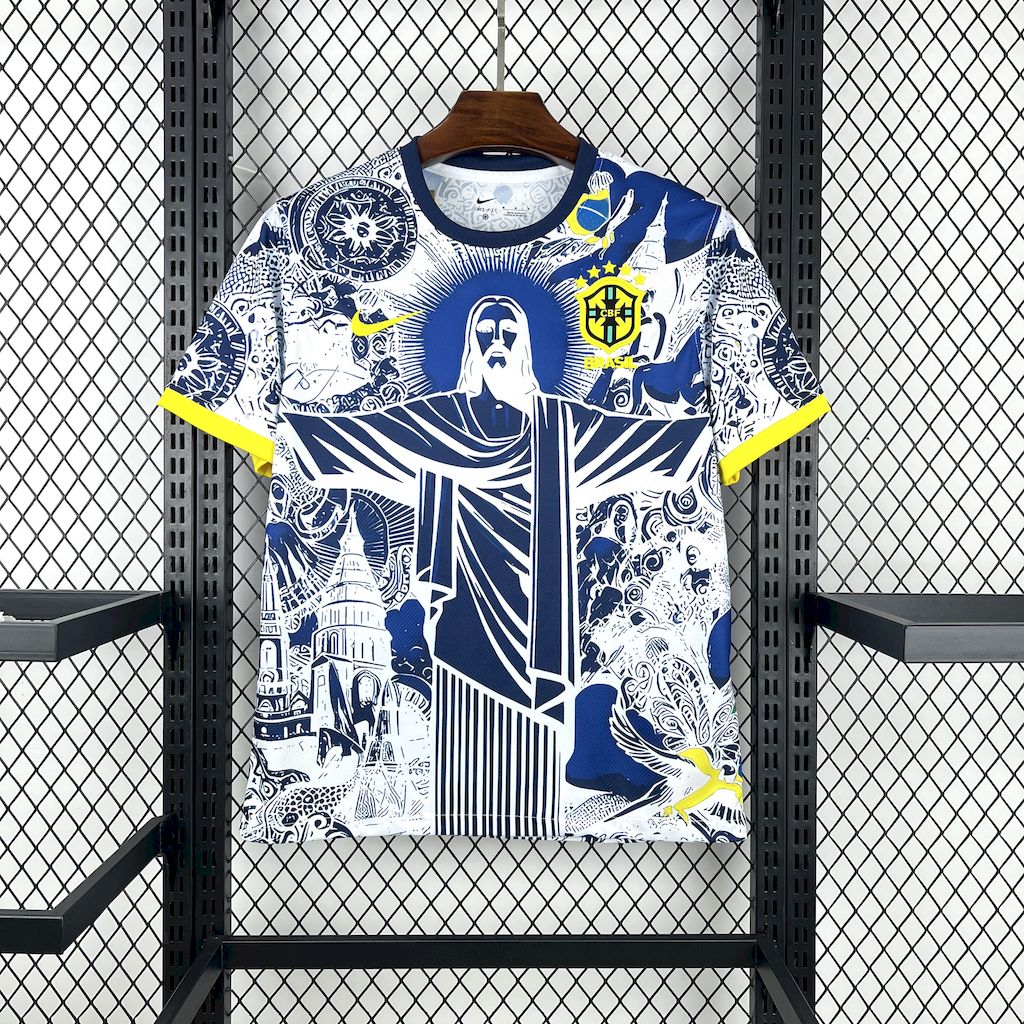 Brazil Christ the Redeemer Special Edition 3 Blue and White Jersey 2025