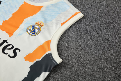 Tank Top + Shorts Kit Real Madrid White/Black/Orange Training 25/26
