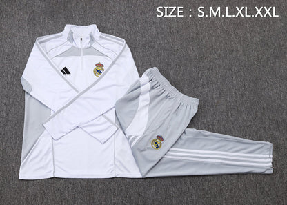 Real Madrid White/Gray Tracksuit Half-Zip 25/26