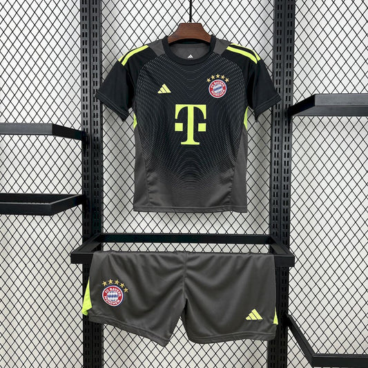 Bayern Munich 2025-26 Black Goalkeeper Kids Kit