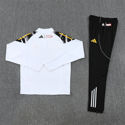 Real Madrid White/Black Tracksuit Half-Zip 25/26 - CalcioVivo