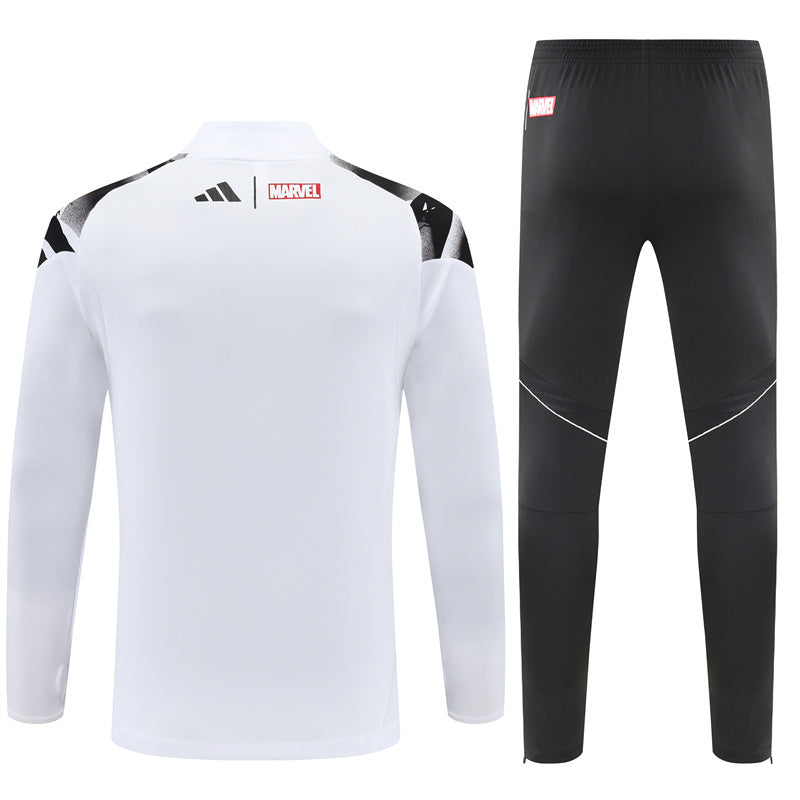 Real Madrid White/Black Tracksuit Half-Zip 25/26 - CalcioVivo