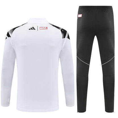 Real Madrid White/Black Tracksuit Half-Zip 25/26 - CalcioVivo