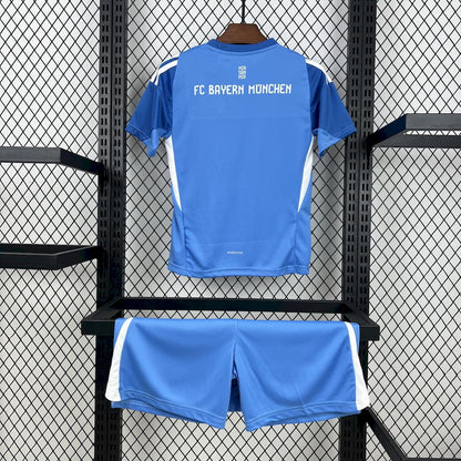 Bayern Munich 2025-26 Blue Goalkeeper Kids Kit