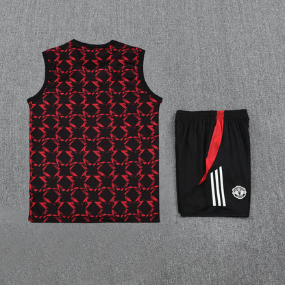 Manchester United Black/Red Training Tank Top + Shorts Kit 25/26