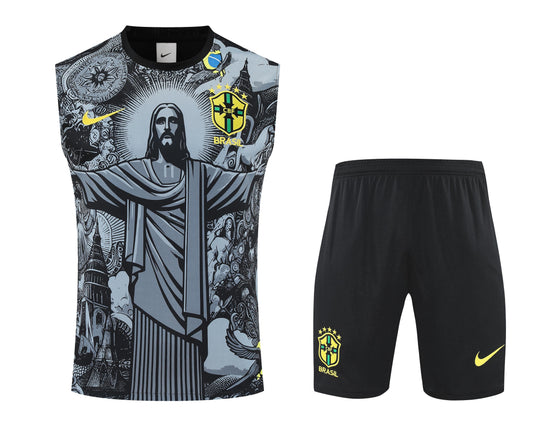 Kit Tank Top + Shorts Brazil Christ the Redeemer Gray Training 25/26