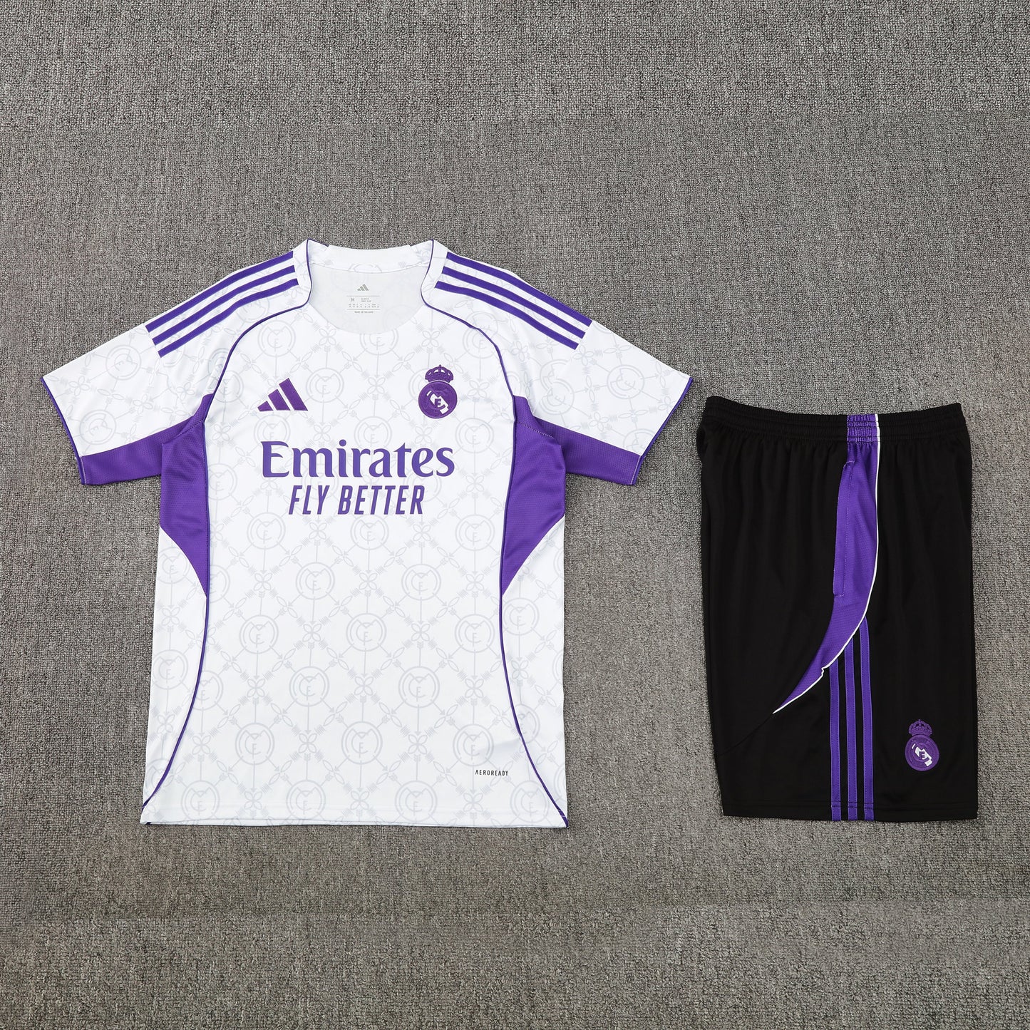 Kit Shirt + Shorts Real Madrid White/Black/Purple 25/26