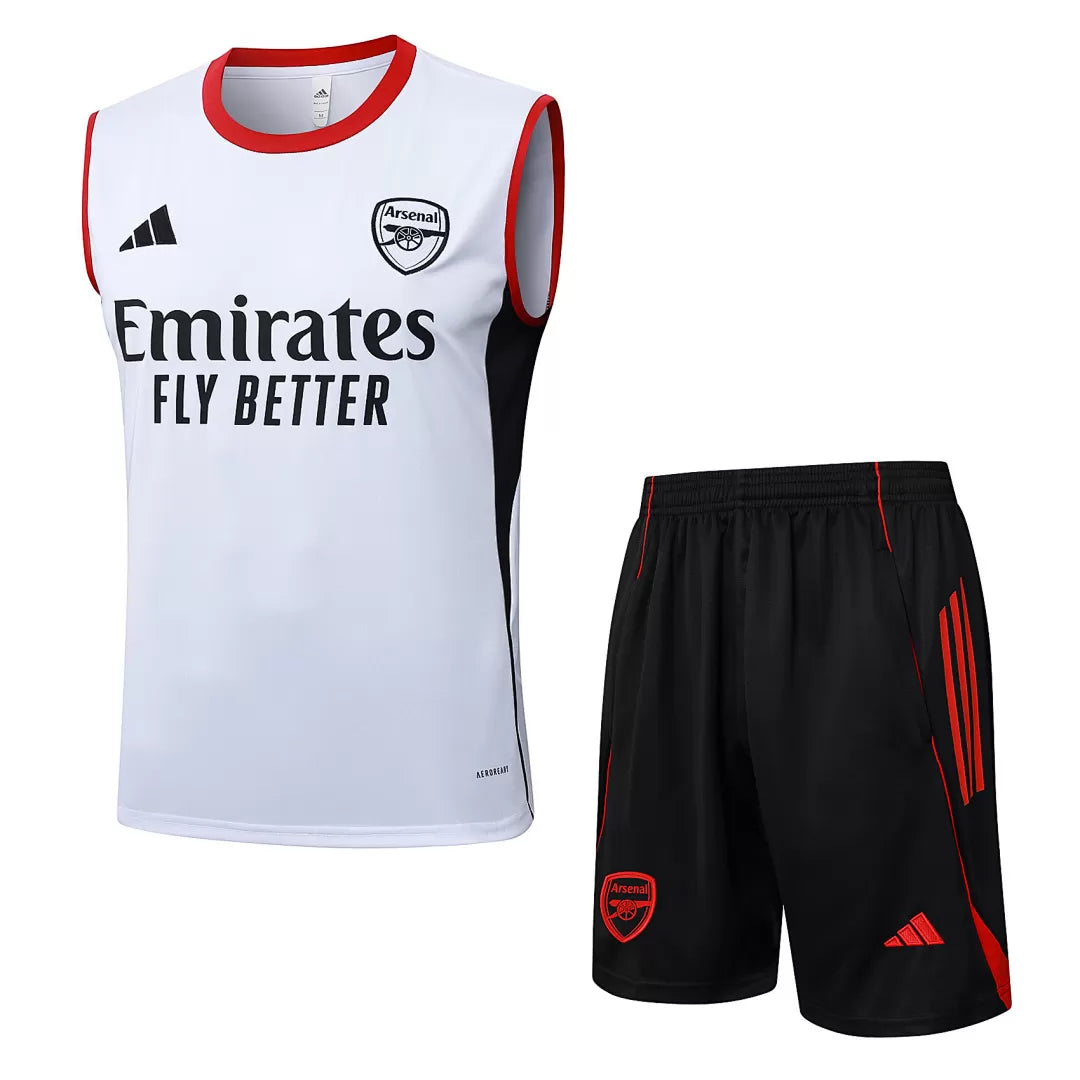 Completino Canottiera Arsenal 2025/26 Uomo Bianco | Kit Allenamento - CalcioVivo