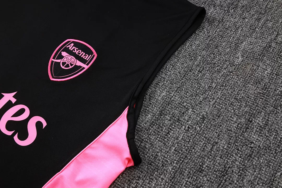 Completino Canottiera Arsenal 2025/26 Uomo Nero Rosa | Kit Allenamento - CalcioVivo