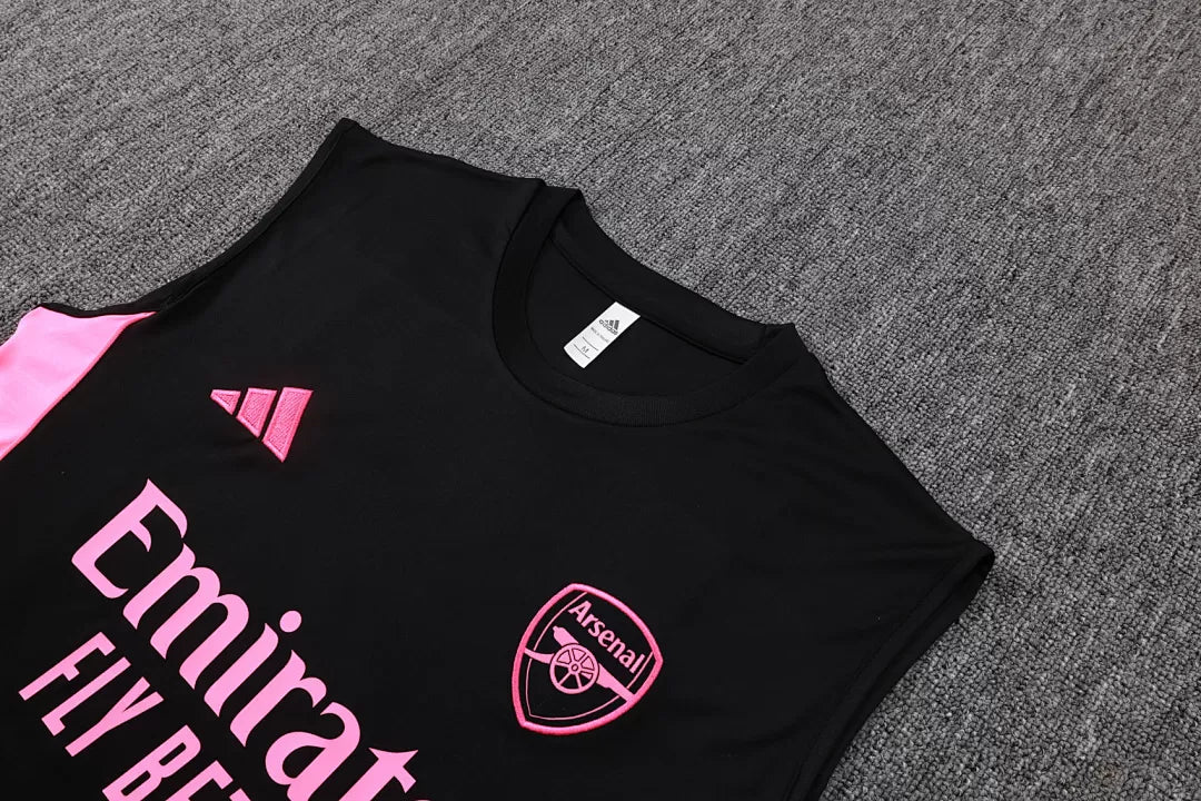 Completino Canottiera Arsenal 2025/26 Uomo Nero Rosa | Kit Allenamento - CalcioVivo