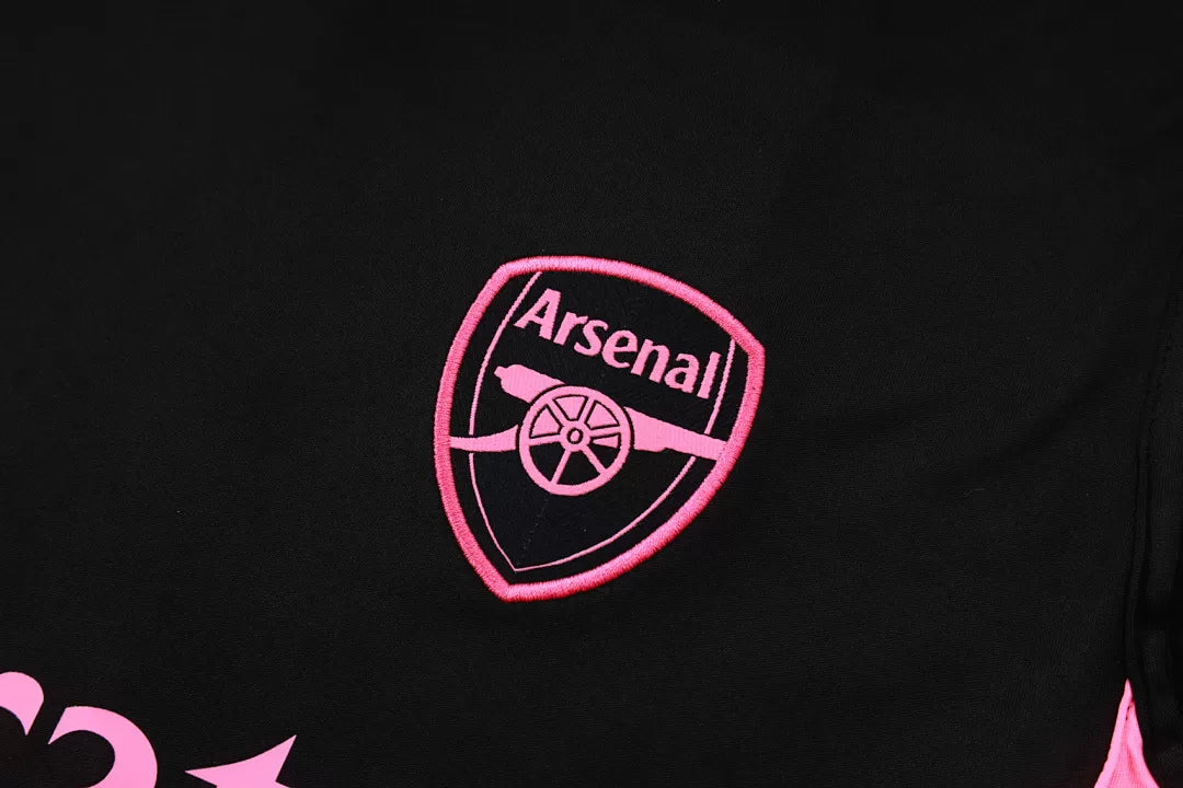 Completino Canottiera Arsenal 2025/26 Uomo Nero Rosa | Kit Allenamento - CalcioVivo