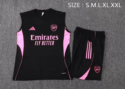 Completino Canottiera Arsenal 2025/26 Uomo Nero Rosa | Kit Allenamento - CalcioVivo