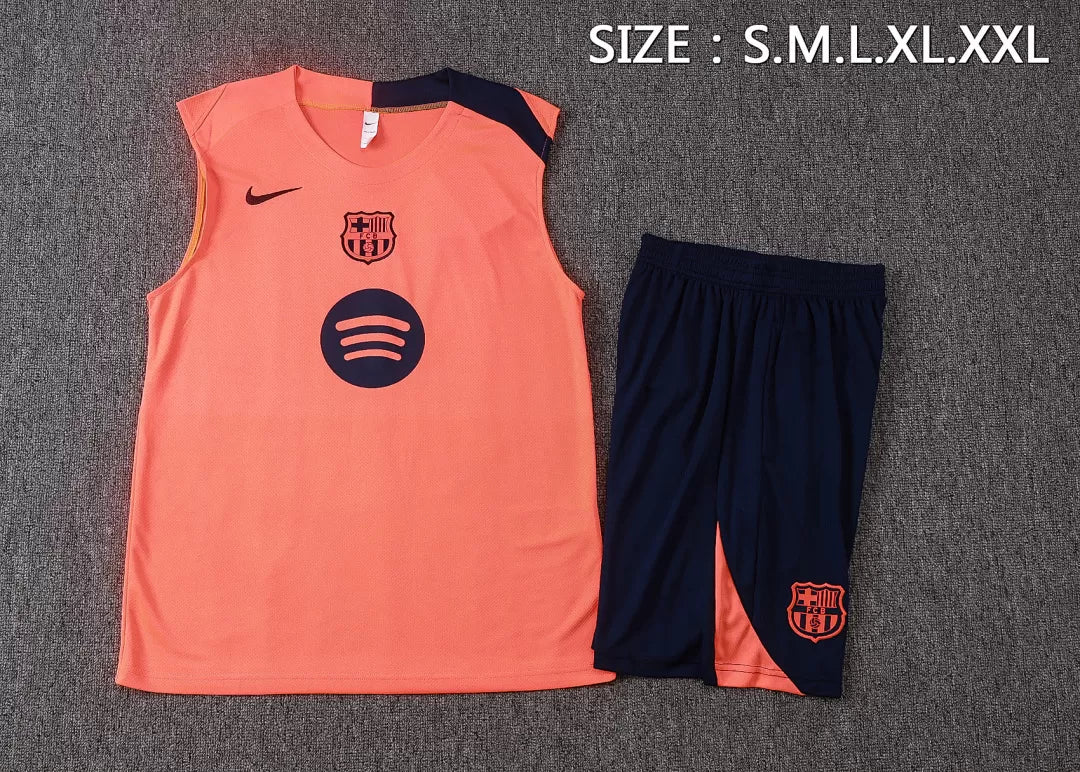Completino Canottiera Barcelona 2025/26 Uomo Arancione | Kit Allenamento - CalcioVivo