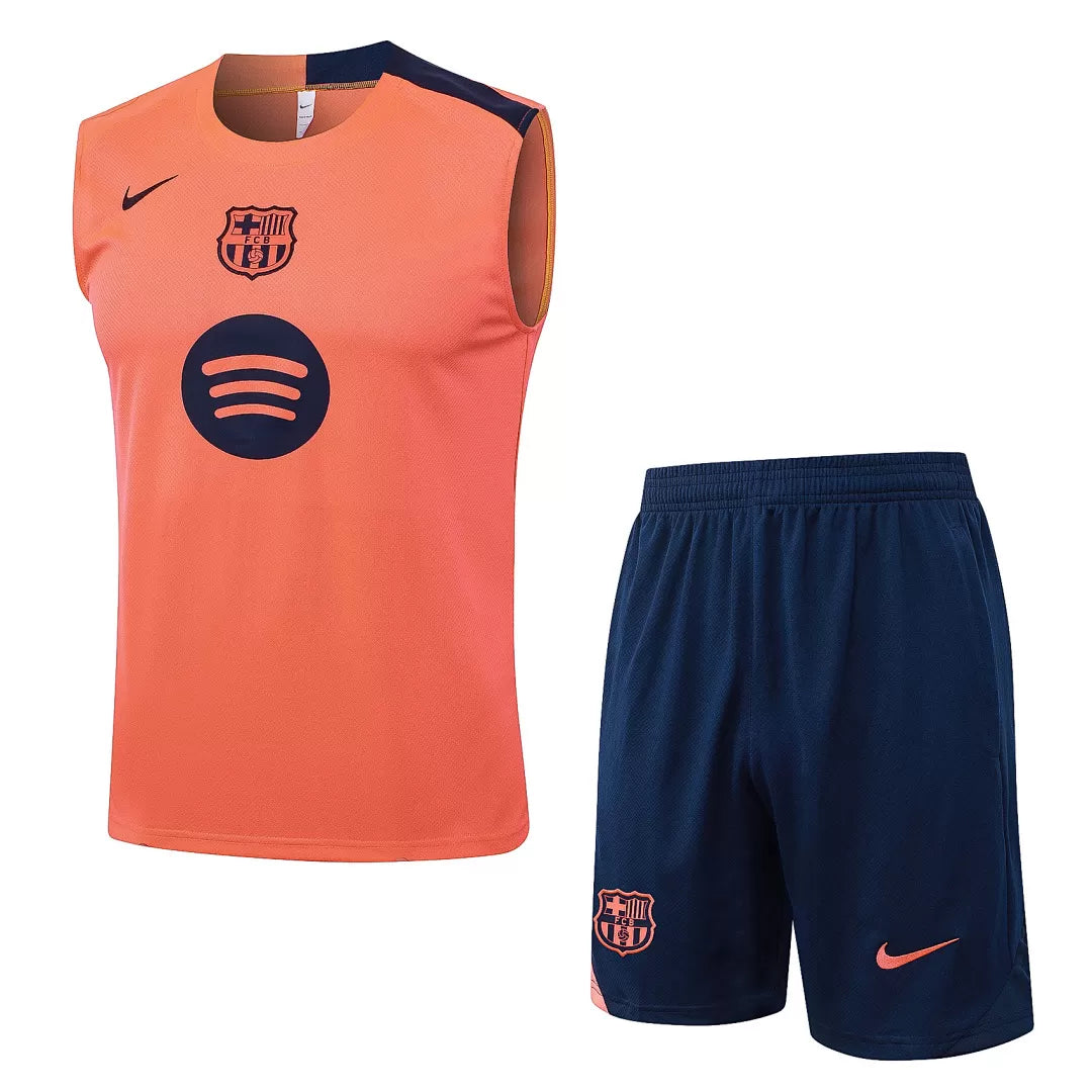 Completino Canottiera Barcelona 2025/26 Uomo Arancione | Kit Allenamento - CalcioVivo