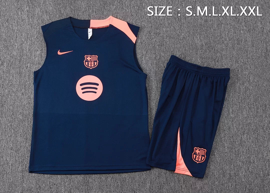 Completino Canottiera Barcelona 2025/26 Uomo Blu Navy | Kit Allenamento - CalcioVivo