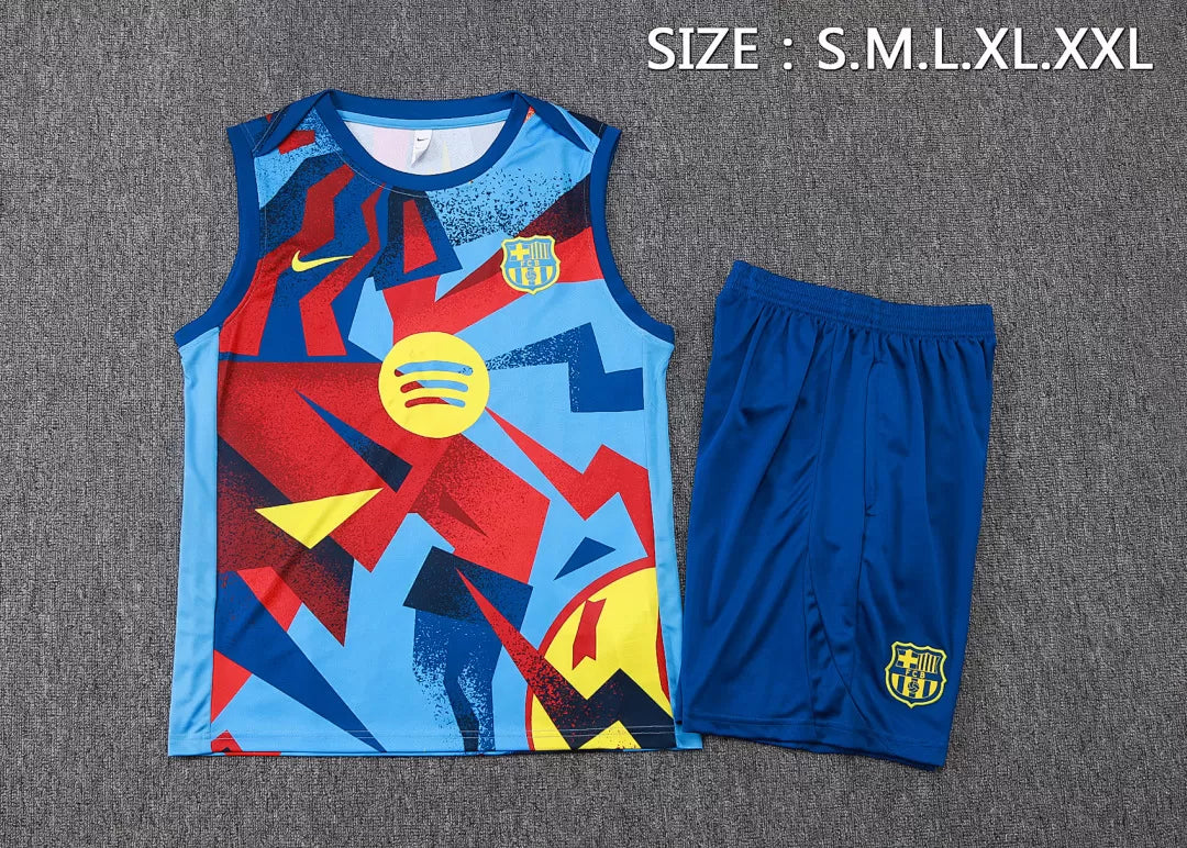 Completino Canottiera Barcelona 2025/26 Uomo Multicolor | Kit Allenamento - CalcioVivo