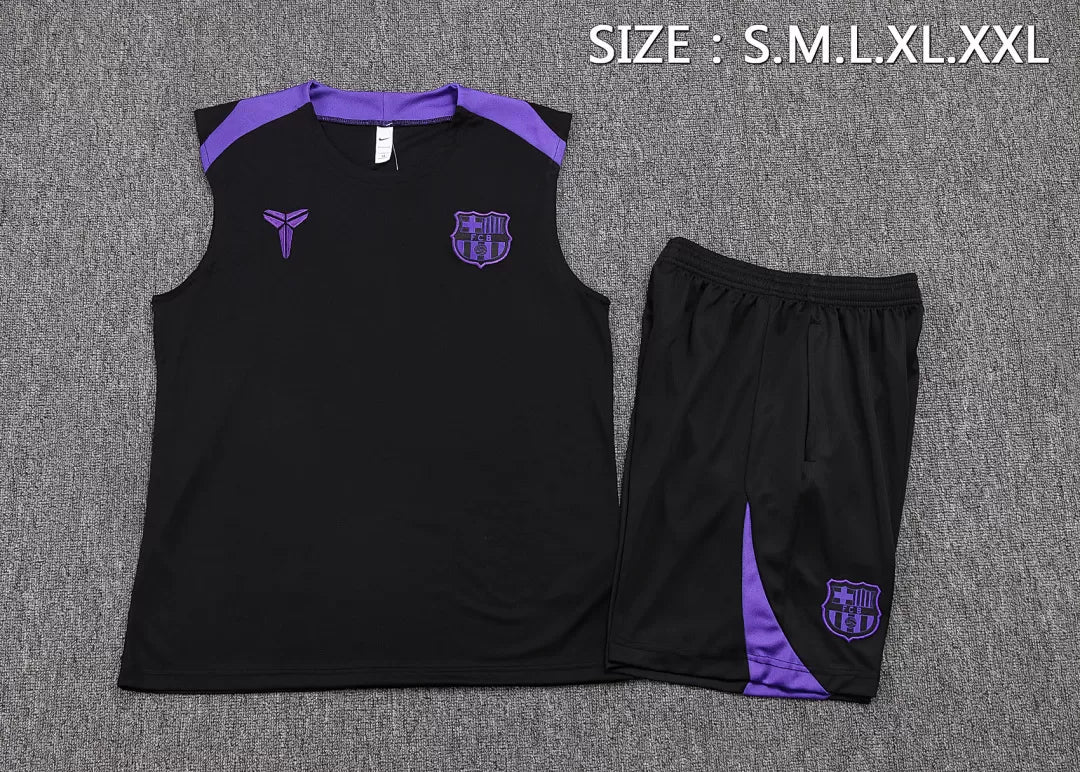 Completino Canottiera Barcelona 25/26 Uomo Nero Viola | Kit Allenamento - CalcioVivo
