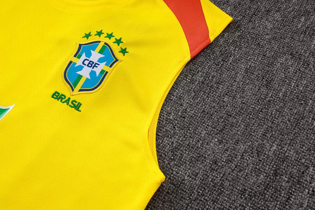 Completino Canottiera Brasile 2025/26 Uomo Giallo | Kit Allenamento - CalcioVivo