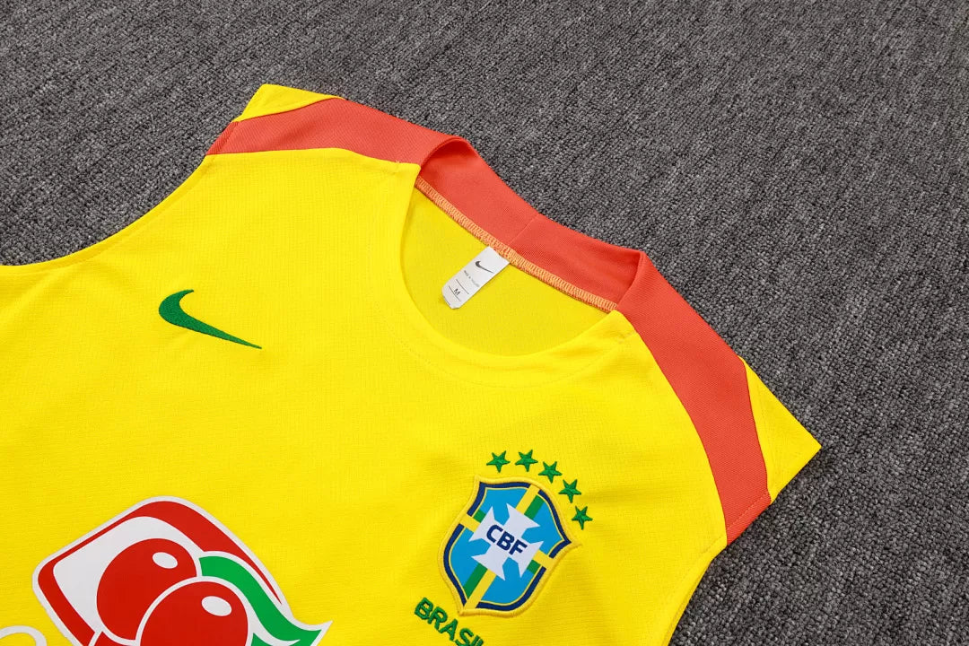 Completino Canottiera Brasile 2025/26 Uomo Giallo | Kit Allenamento - CalcioVivo