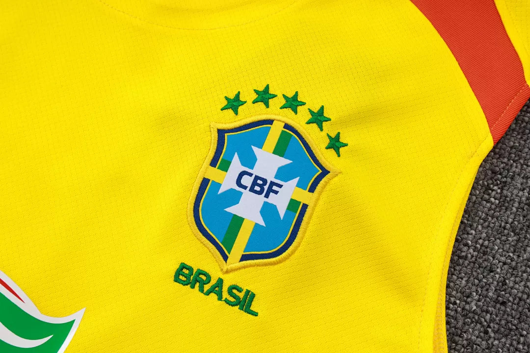 Completino Canottiera Brasile 2025/26 Uomo Giallo | Kit Allenamento - CalcioVivo
