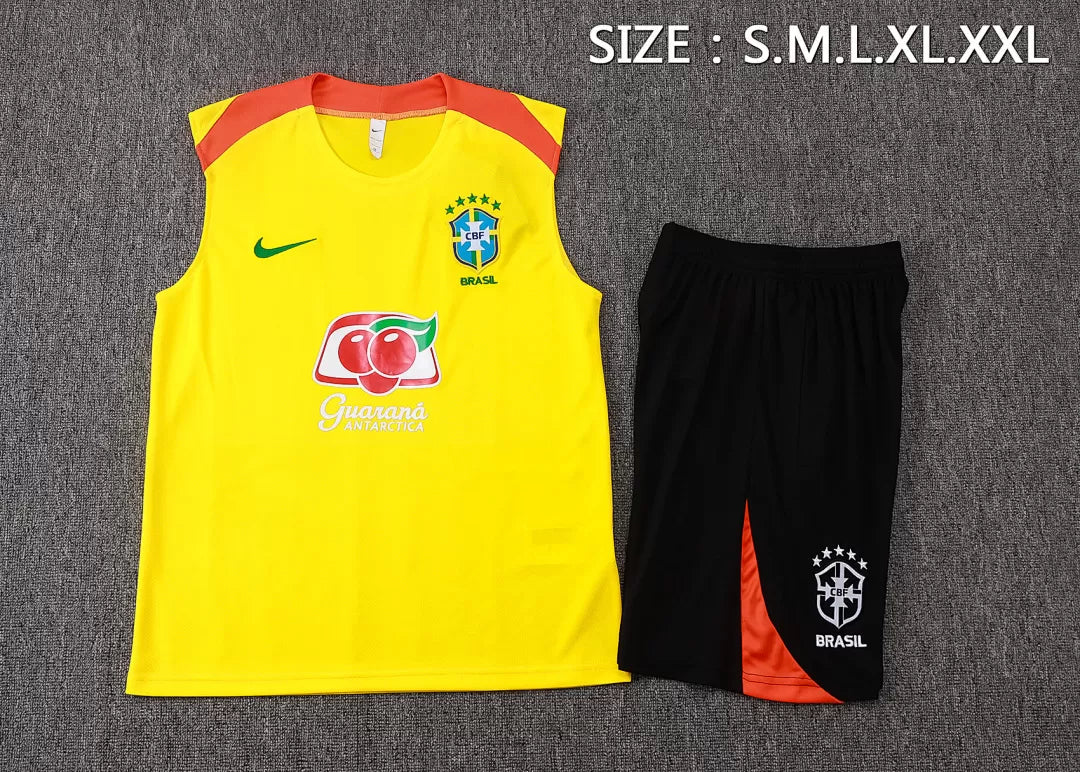 Completino Canottiera Brasile 2025/26 Uomo Giallo | Kit Allenamento - CalcioVivo