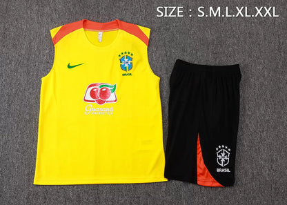 Completino Canottiera Brasile 2025/26 Uomo Giallo | Kit Allenamento - CalcioVivo