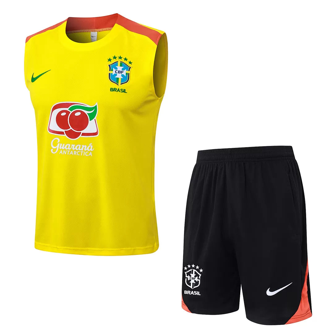 Completino Canottiera Brasile 2025/26 Uomo Giallo | Kit Allenamento - CalcioVivo