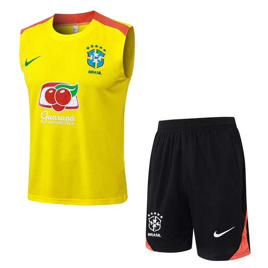 Completino Canottiera Brasile 2025/26 Uomo Giallo | Kit Allenamento - CalcioVivo