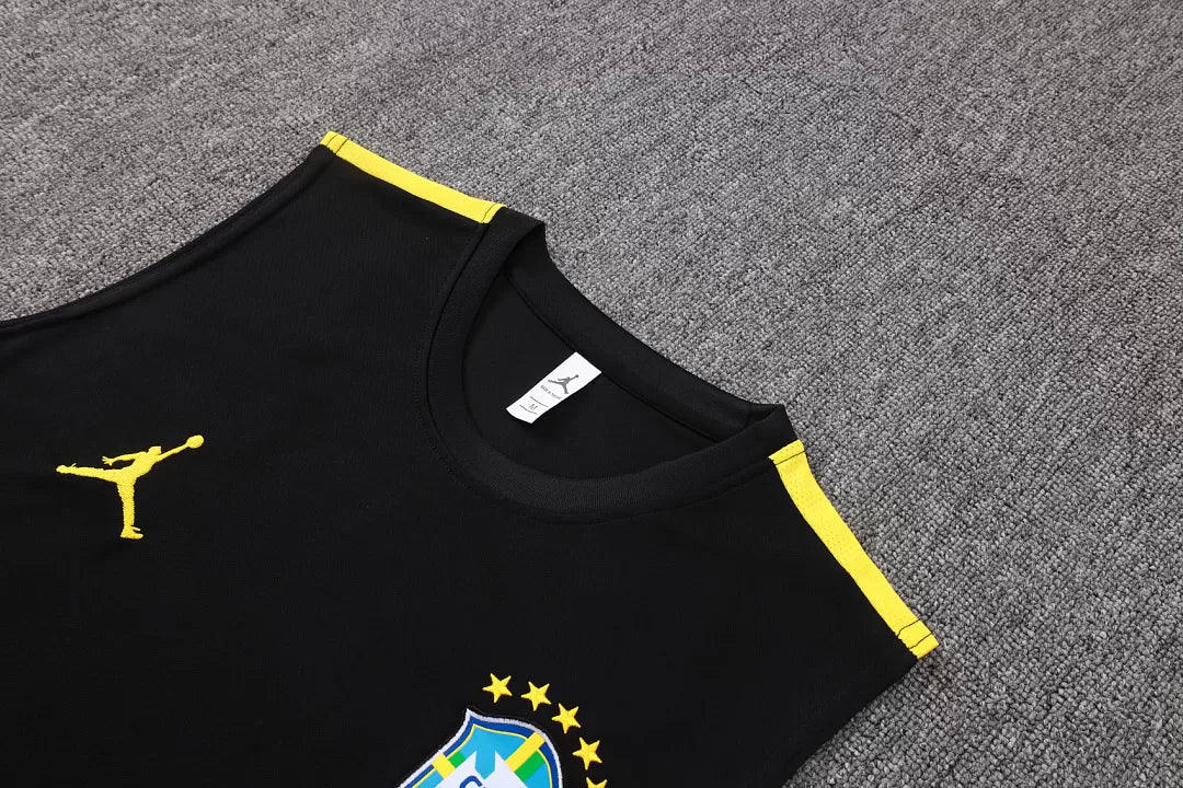 Completino Canottiera Brasile 26/27 Uomo Nero Giallo | Kit Allenamento - CalcioVivo