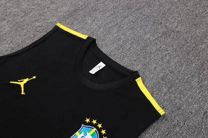 Completino Canottiera Brasile 26/27 Uomo Nero Giallo | Kit Allenamento - CalcioVivo
