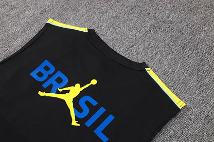 Completino Canottiera Brasile 26/27 Uomo Nero Giallo | Kit Allenamento - CalcioVivo