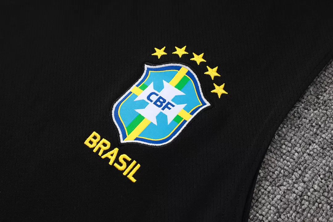 Completino Canottiera Brasile 26/27 Uomo Nero Giallo | Kit Allenamento - CalcioVivo
