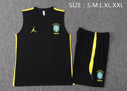 Completino Canottiera Brasile 26/27 Uomo Nero Giallo | Kit Allenamento - CalcioVivo
