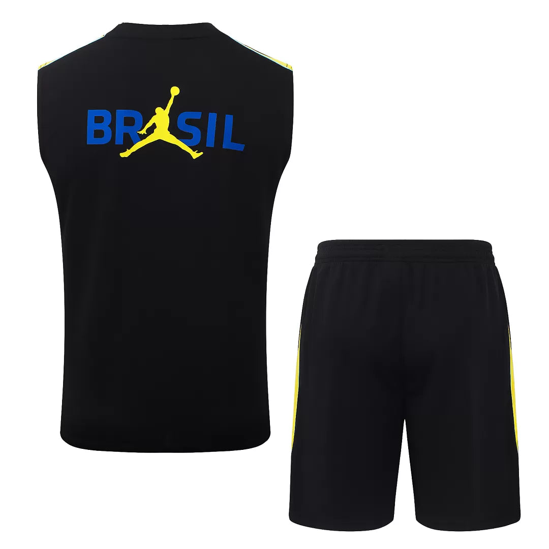 Completino Canottiera Brasile 26/27 Uomo Nero Giallo | Kit Allenamento - CalcioVivo