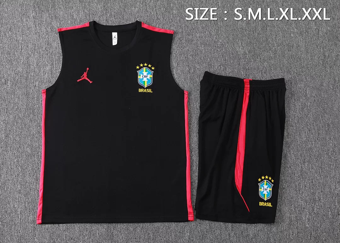 Completino Canottiera Brasile 26/27 Uomo Nero | Kit Allenamento - CalcioVivo