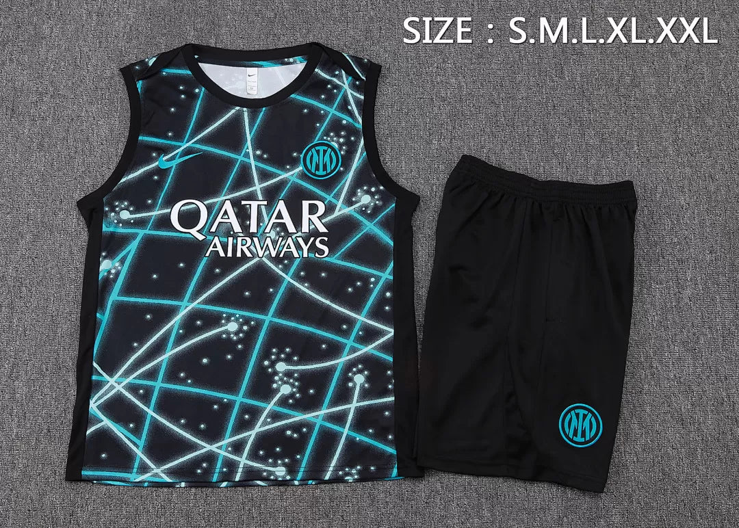 Completino Canottiera Inter Milan 25/26 Uomo Nero Neon | Kit Allenamento - CalcioVivo