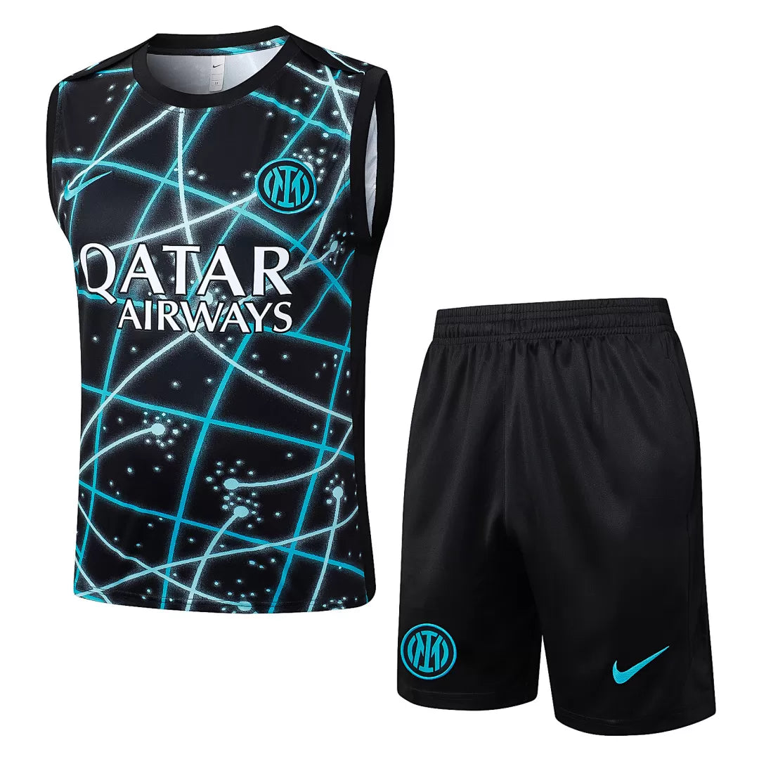 Completino Canottiera Inter Milan 25/26 Uomo Nero Neon | Kit Allenamento - CalcioVivo