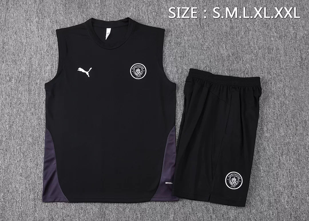 Completino Canottiera Manchester City 2025/26 Uomo Nero | Kit Allenamento - CalcioVivo