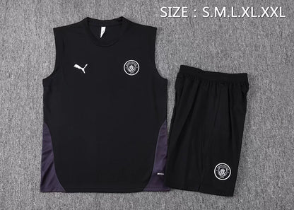 Completino Canottiera Manchester City 2025/26 Uomo Nero | Kit Allenamento - CalcioVivo